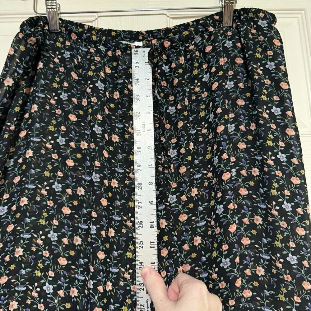 Vtg Y2k SemiSheer Ditsy Floral Festival SZE LARGE Cropped Pants Cottage Coquette
